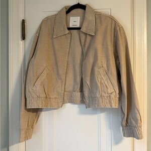 Mango Crop Denim Tan Bomber Jacket